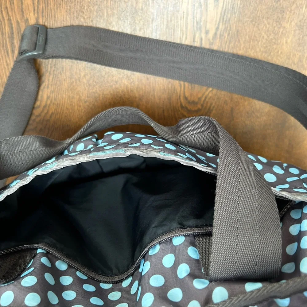 LeSportsac Classic Ryan Tote. Brown w/blue dots. Includes matching changing pad.